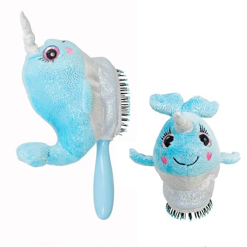 Wet Brush Plush Kid's Detangler (Narwhal Unicorn) with Soft IntelliFlex Bristles for All Hair Types