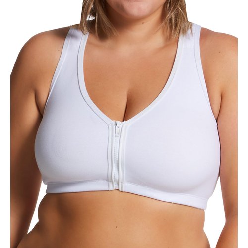Valmont Zip-Front Sports Bra, White, 36B, C