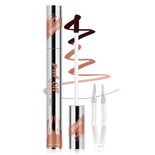 DAGEDA Peel Off Lip Liner Stain, Tattoo Lip Liner Peel Off Lip Stain with Tweezer, Transfer Proof, Waterproof, Long Lasting Lip Stain, Highly Pigmented Matte Finish Lip Tint Stain (Vintage)