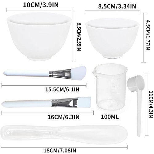 manqianxun Face Mask Mixing Bowl Set. 7IN 1 SPA Quality Face Mask Tool Kit. with Facial mask brush*2, Silicone Facial Mask Bowls*2, Mask Spatula,Measuring cup and Measuring scoop