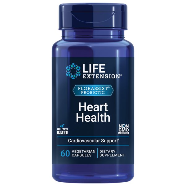 Life Extension FLORASSIST® Probiotic Heart Health, Lactobacillus reuteri 30242, Promotes Heart Health and Already Healthy Cholesterol Levels, Gluten-Free, Non-GMO, Vegetarian, 60 Capsules