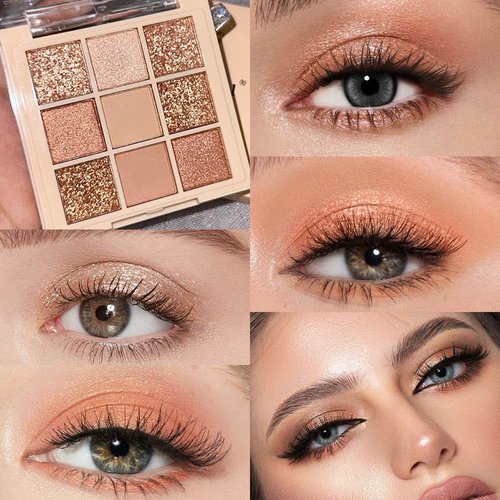 9 Colors Nude Champagne Gold Matte Shimmer Eyeshadow Palette for Eye Makeup,High Pigmented Eye Shadow Primers Powder Palet de sombras de ojos-04#