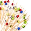 PuTwo Cocktail Picks Handmade Bamboo Toothpicks 100ct 4.7" in Multicolor Skulls