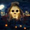 3 Pcs Halloween Pathway Lights Outdoor, 30 LEDs Halloween Skull and Arms Stake Lights for Halloween Outdoor, Yard, Lawn, Garden, Patio Decorations