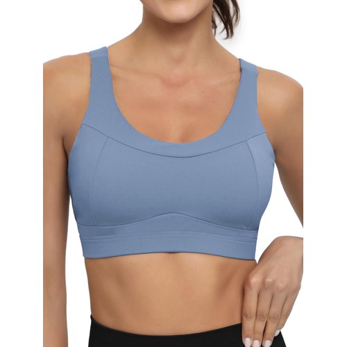 RUNNING GIRL High Impact Sports Bras for Women,Racerback Bra Workout Crop Tops for Women(WX2667 Blue,L)