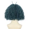 yuehong Short Dark Green Curly Wig Anime Wig Halloween Cosplay Costume Wig for Women with Purple Hairpins(Adult)