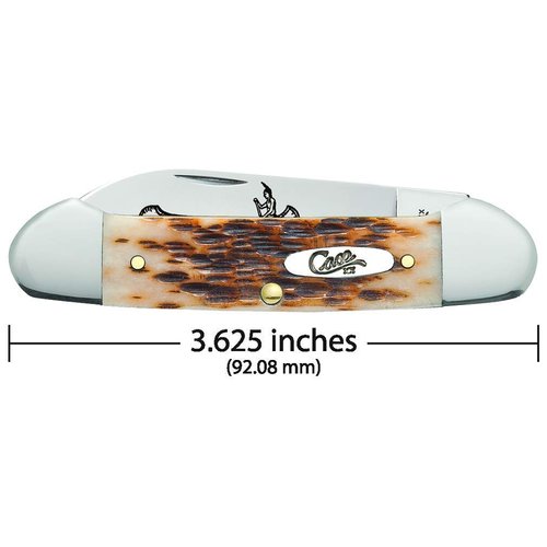 Case WR XX Pocket Knife Amber Jigged Bone Canoe Cv Item #263 - (62131 Cv) - Length Closed: 3 5/8 Inches