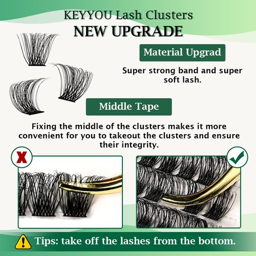 Lash Clusters 96pcs Individual Lashes D Curl 18mm Eyelash Clusters KEYYOU Volume Wispy Lash Extension Soft&Comfortable Easy DIY at Home(Y19,D-18mm)