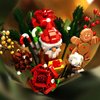 Tanbucht 882pcs Ornaments Christmas Music Bouquet Vase Decoration Building Set,with Red Roses Flowers,Gingerbread,Pine Cones, Santa Claus,Candy,Pine Tree,Hidden Music Box, (Bouquet)