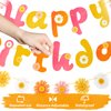 SUNBEAUTY Flower Daisy Happy Birthday Banner Groovy Party Banners Groovy Party Decorations Boho Happy Birthday Banner Daisy Retro Hippie Party Supplies Baby Shower | Pre-Strung