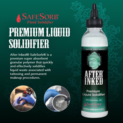 After Inked Liquid Solidifier - Quick & Super Absorbent Tattoo Ink Solidifier Polymer Powder, Paint Hardener for Disposal, Easy & Convenient to Use Liquid Tattoo Solidifier for Cleaning - 1 pc, 6 oz