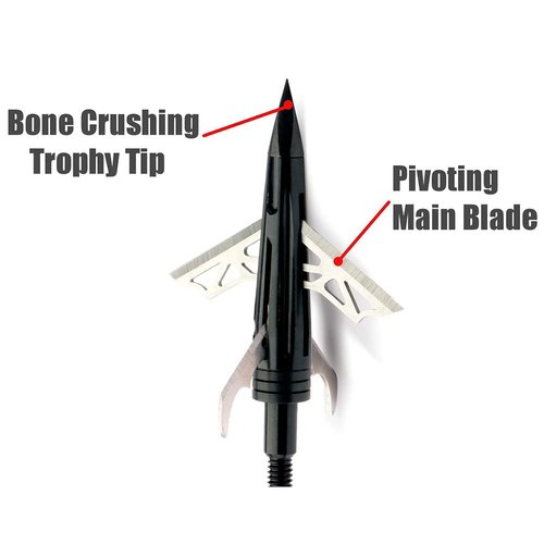 New Archery Products NAP DK4 Hunting Bow Spitfire Hybrid Mechanical 1 3/4" Cutting Diameter Compound Broadhead 3 Pieces Pack, 125 Grain