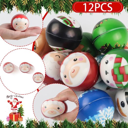 Anboor 12 pcs Christmas Squishies Christmas Stress Balls Snowman Santa Kawaii Squishie Christmas Party Favors Stocking Stuffers Goodie Bag Fillers