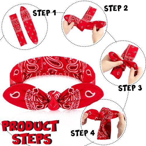 Hicarer 2 Pcs Head Scarf for Women Retro 1940s Head Scarf Halloween Dress Up Bandana Headbands Vintage Rabbit Ear Hairband Girl Hair Accessories