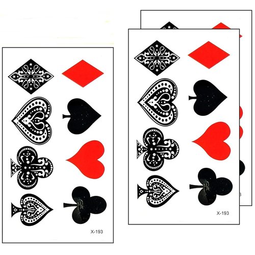 Umama Lot of 3 Mini Tattoos Playing Cards Temporary Tattoos for Women Men Adults Playing Winner Poker Card Gambling Casino Lucky Cartoon Art fun party Birthday Tattoos Removable Design Sexy Body Fake