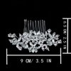 Crystal Wedding Flower Hair Comb Silver Bridal Side Hair Combs Rhinestone Leaf Headpiece Handmade Diamond Hairpiece Bride Hair Accessories for Women (Silver)