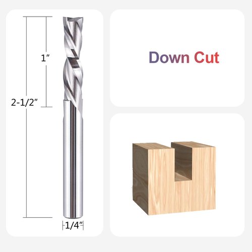 SpeTool Downcut Spiral Router Bits 1/4 inch Shank,1/4 inch Cutting Diameter Solid Carbide CNC Router Bit Woodworking End Mills for Wood Carving Slotting