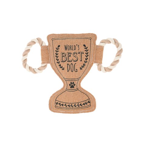 Pavilion - World's Best Dog - 11.25" Trophy Puppy Dog Toy with Rope Handle K-9 Furry Companion Celebration Aging Birthday Gift