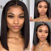 Shine Star Bob Wig Human Hair Straight 13x4 HD Lace Front Wigs Bob Human Hair 10 Inch Pre Plucked with Baby Hair Glueless Short Bob Wigs 150% Density Natural Color Bob Wig