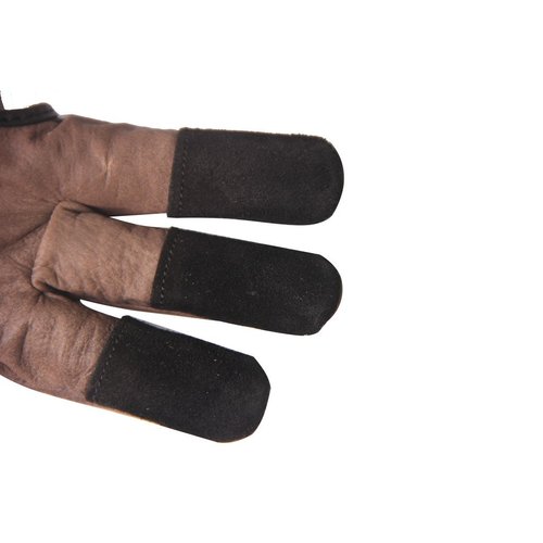 ArcheryMax Handmade Brown Leather Three Finger Archery Gloves, Medium