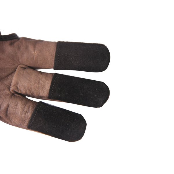 ArcheryMax Handmade Brown Leather Three Finger Archery Gloves, Medium