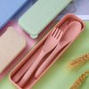 Lnrkai Travel Utensils Set with Case, 4 Sets Wheat Straw Reusable Spoon Knife Forks Tableware, Portable Cutlery Set for Lunch Box Accessories for Adults Kids Travel Picnic Camping or Daily Use