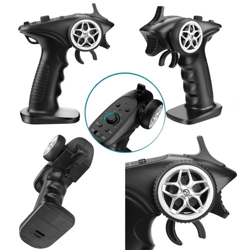 GoolRC GA-4H-TX Remote Controlle, 2.4GHz RC Transmitter with 4CH Dumbo RC Receiver for 1/8 1/10 1/16 1/32 RC Car RC Boat and Plane Toys RC Controller and Receiver Kit