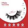ILLPTA Fluffy Wispy Volume False Eyelashes Strip 3D, Natural Look Thick Waterproof Cat Eye Lashes, 16MM Faux Mink Demi Curly Cateye Fake Eyelashes (5D-12)