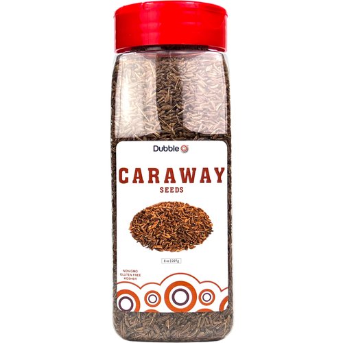 Caraway Seeds (Whole) - 8 oz. - Non GMO, Kosher, Halal, and Gluten Free - Dubble O Brand