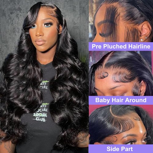 28 Inch Body Wave Lace Front Wigs Human Hair Pre Plucked 13x4 Frontal Wigs Human Hair Wigs for Women 180% Density Glueless HD Lace Front Wigs Human Hair Pre Plucked with Baby Hair Natural Color