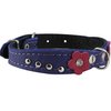 Genuine leather Designer Dog Collar 11" x3/4" with Studs, Daisy, and Rhinestone