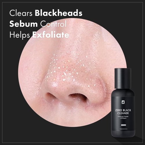 TOSOWOONG Zero Black Cleaner, Blackhead Remover with Salicylic Acid, Witch Hazel and Charcoal, Exfoliating Face Wash, Sebum Softener and Chemical Peel for Face, Korean Skin Care, 50ml, 1.69 fl. oz.
