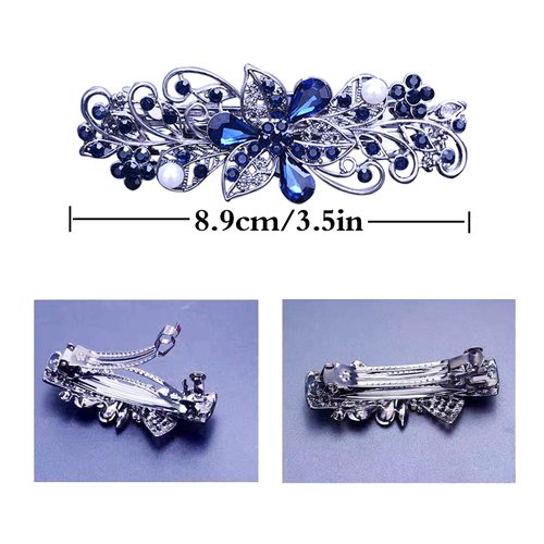 GeoGeoDIY 4 PCS Hair Barrettes for Women Ladies, Flower Crystal Rhinestones Barrettes Pearl Spring Hair Clip Accessories Women Fashion Ponytail Holders Barrettes