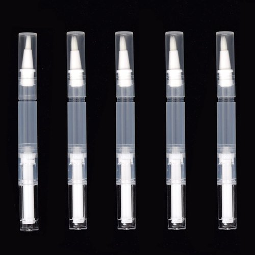 QUANXILXU 5 Pcs 3 ml Transparent Twist Pens,Empty Nail Oil Pen with Brush Tip Cosmetic Lip Gloss Container Applicators,Eyelash Growth Liquid Tube Cosmetic Rotary Twist Pens with Brush Tips