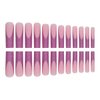 Glitter French Tip Press on Nails Long Square Fake Nails Purple Glitter Tip Design Artificial Nails Frosted Pink Glue on Nails Coffin False Nails Reusable Stick on Nails Acrylic Nails for Women 24Pcs