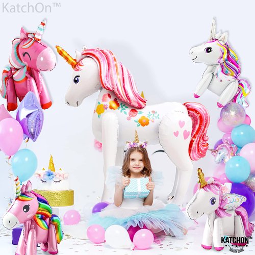 KatchOn, Giant Self Standing Unicorn Balloons - Pack of 5 | Unicorn Birthday Balloons for Unicorn Birthday Decorations for Girls | Unicorn Party Decorations, Unicorn Decorations for Birthday Party