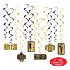 Beistle 24 Piece Roaring 20 Swirls 1920’s Theme Party Decorations Dangling Whirls, 17"-32", Black/Gold