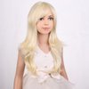 PATTNIUM Kids Girls Blonde Wig Long Wavy Light Blonde Wig for Kids Child Blonde Long Wig with Bangs Synthetic Wig with Wig Cap