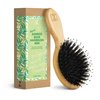 Natural Boar Bristle Hair Brush mini size, portable, easy carry for Women, Men, Kids; Dry and Wet Detangling Hair Brush Gently Enhances Shine, for Fine and Straight, Thick and Curly Hair