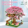 Cherry Blossom Tree Building Block Kit 2008 Pcs Cherry Bonsai Tree Building Sets DIY Sakura Tree House Model Sets Flowers House Mini Bricks Building Kit Gift for Adults Teens Girls 14+