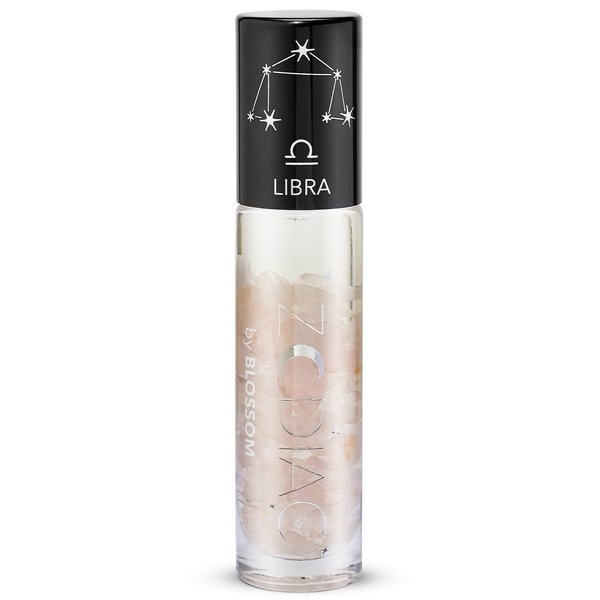 Blossom Zodiac Sign Roll-On Lip Gloss, Vanilla Scented + Moisturizing with Crystals, Made in USA, 0.20 fl. oz./5.9ml, Libra
