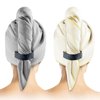 2 Pack Microfiber Hair Towel Wrap for Women - Hair Wrap Towels - Plopping Towel Curly Hair Turban Drying with Elastic Band, Thick, Super-Absorbent, Safe and Hygienic Without Odor (Gray & White)