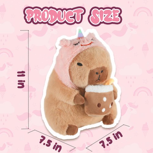 CHDBLOCK Unicorn Capybara Plush, Cute Capybara Plush Pillow Kawaii Unicorn Stuffed Aniamls Capybara Plushies Toys Gifts for Kids 11 inch