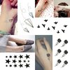 Oottati 30 Sheets Small Cute Temporary Tattoos Kit - Black Foot Print Camera Elephant Star Diamond Cross Bird Cat for Kids Women Men