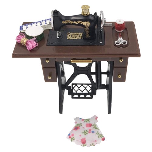 Unbranded Dollhouse Old Fashion Sewing Machine 1:12 Scale Black Color