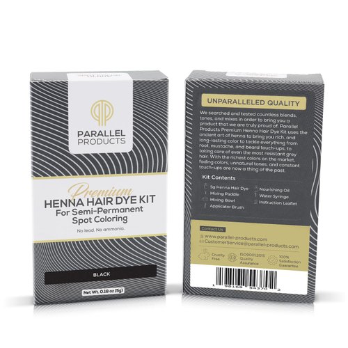 Parallel Products Spot Color Henna Kit - Henna Hair Dye - 5 grams - Tint for Professional Spot Coloring - With Nourishing Oil, Mixing Dish and Application Brush - Root Touch Up (Black)