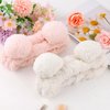 Ondder 2 Pcs Bear Ears Skincare Headbands Cure Makeup Headband Pink Spa Headband for Washing Face White Face Wash Headband Facial Headband Head Band Hair Band for Makeup Cosmetic Spa Party