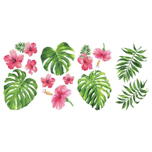 RoomMates RMK3904SCS Tropical Hibiscus Flower Peel and Stick Wall Decals