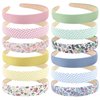 Wecoe 12pcs Headbands for Women Plain Headbands Flower Headbands Floral Headbands Checked Plaid Printed Headbands Y2K Summer Headbands Women Girls Diy Costume Accessories Diademas Coreanas Para Mujer