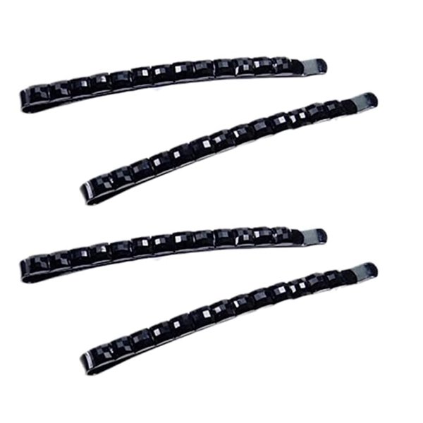 4Pcs Black Rhinestone Barrettes, Shiny Hair Pin, Crystal Diamond Bobby Pin, Hairpin, Sparkly Hair Decoration for Women Clip Bangs Metal Hair Clip Pins Hair Accessories Beauty and Personal Care